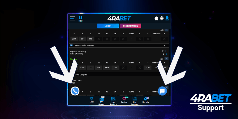 how to find 4rabet support