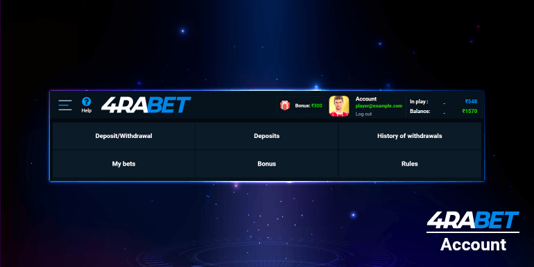 In your 4rabet account you can find information about your payments and bets