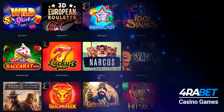 All kinds of popular slots are available at 4rabet Casino