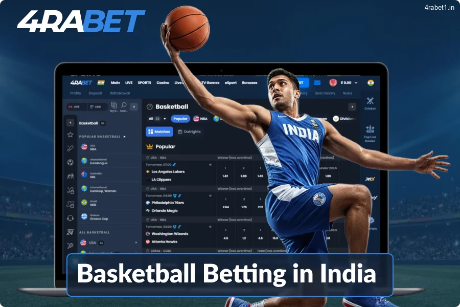 Basketball betting for Indian players on the 4rabet website