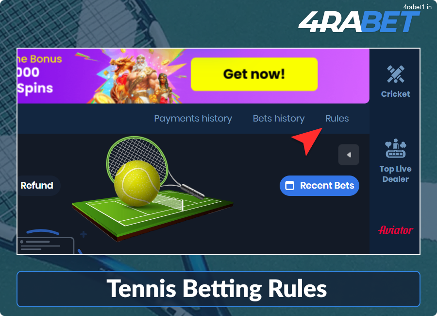 4rabet Tennis Betting Rules