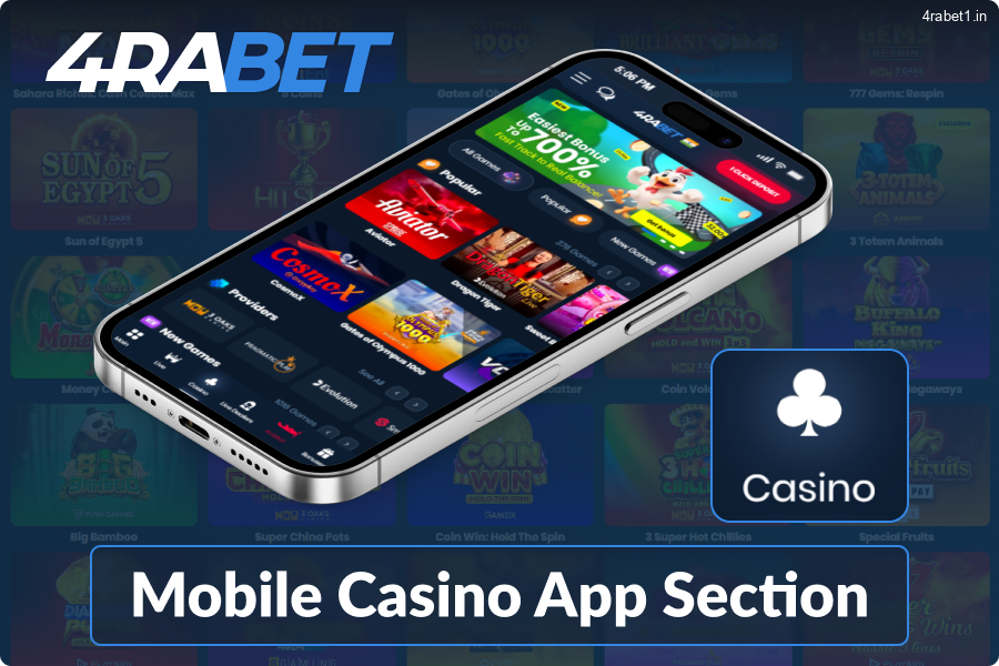 This is the 4rabet Mobile Casino App section