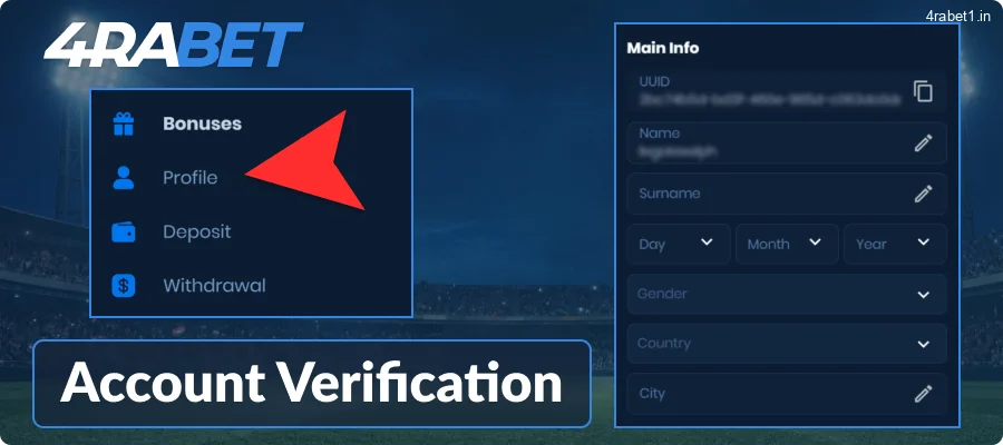 The process of verifying a 4rabet account