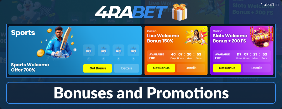 List of Bonuses at 4rabet India
