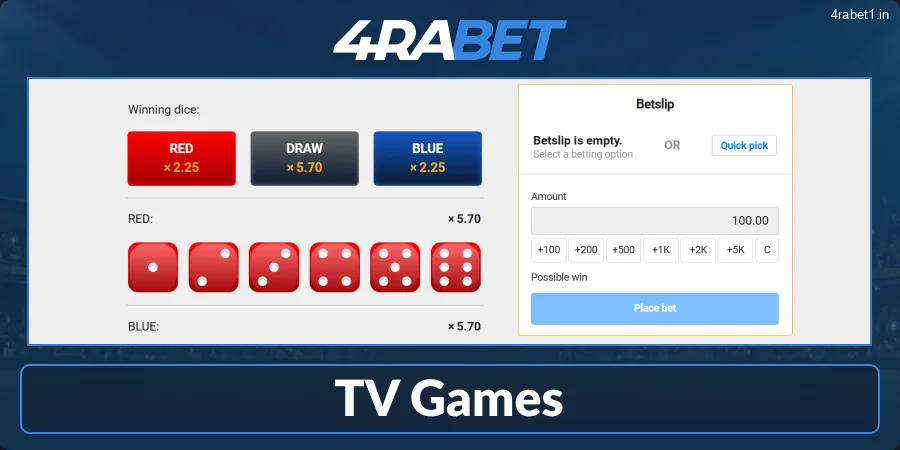 Television games for Indian players at 4rabet