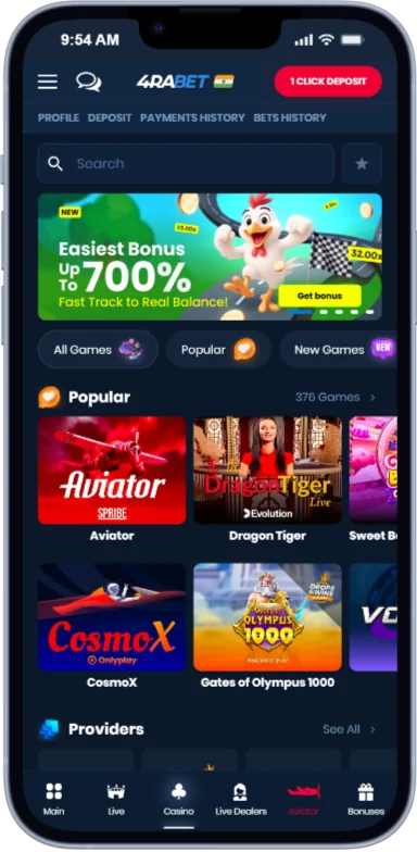 Screenshot 4rabet App Casino Playing